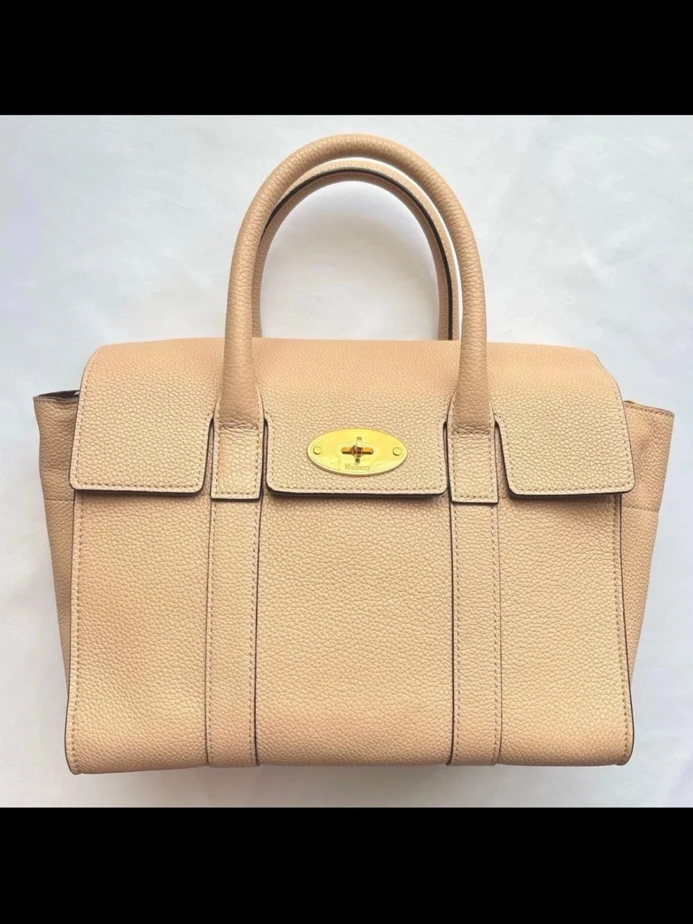 Mulberry Pale Pink Pebbled Leather Satchel with Gold Hardware